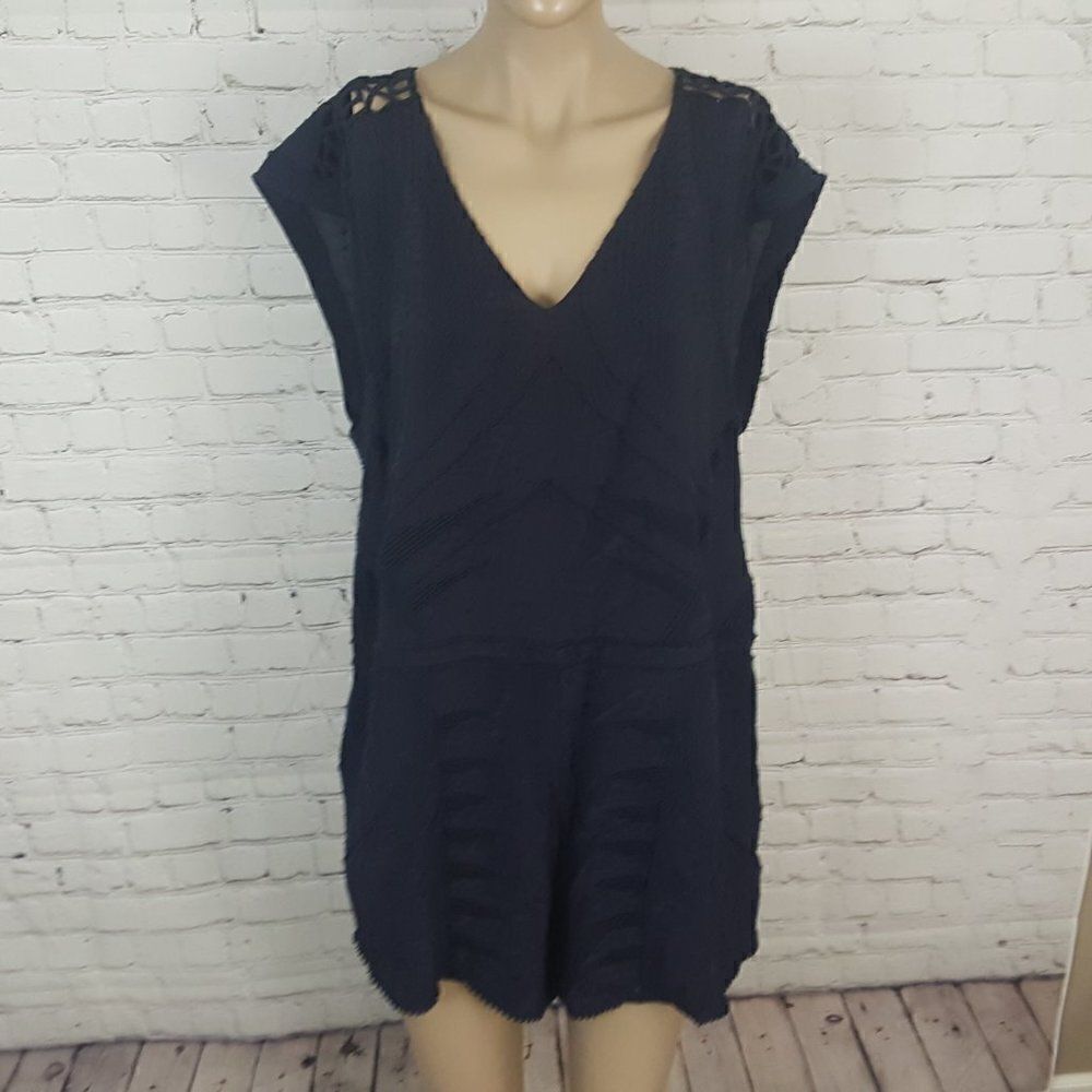 IRO Austin Romper Navy Blue embroidered 40 8 NEW - Picture 2 of 10